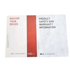 Verizon LG Extravert Owner's Manual Product & Warranty Information Booklets